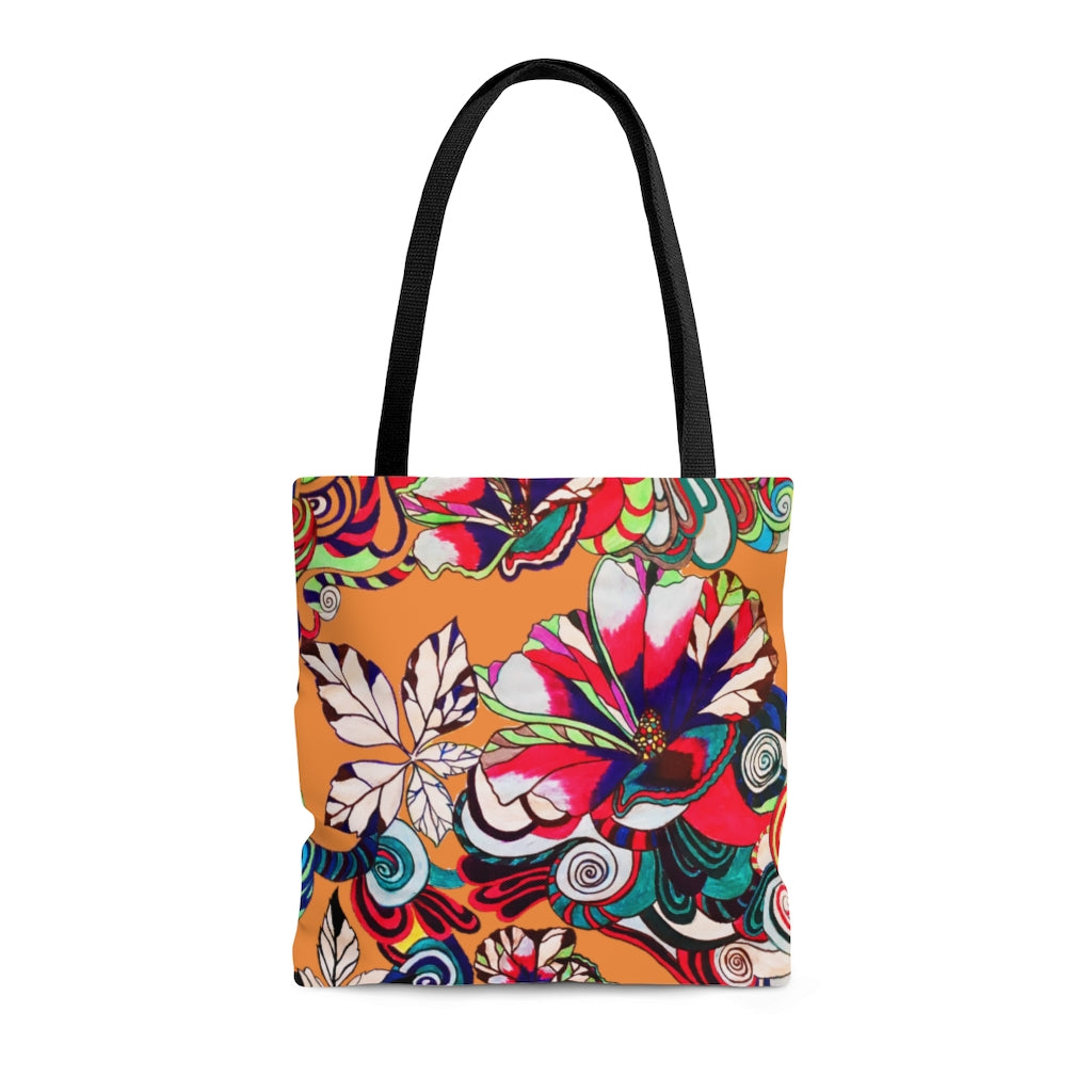 AOP Artsy Floral Pop Peach Tote Bag