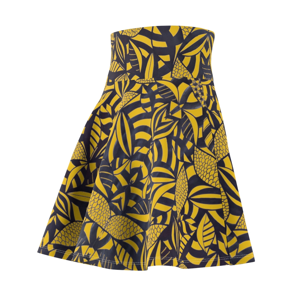 Tropical Minimalist Yellow Skater Skirt