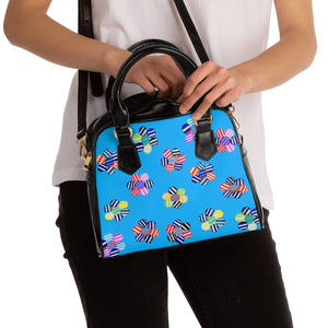 aqua blue multi colour candy florals handbag