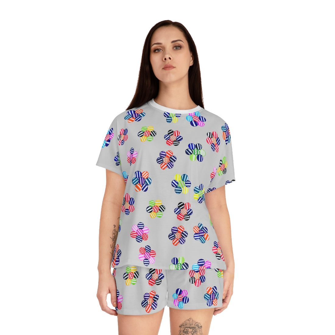 slate geometric floral shorts & t-shirt pajama set