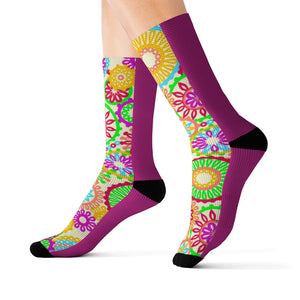70s Boho Majenta Sublimation Socks