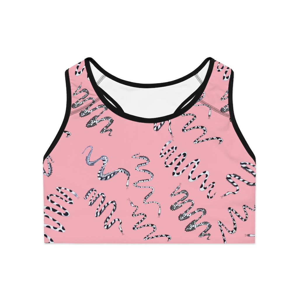 Blush Snake Print (AOP) Sports Bra