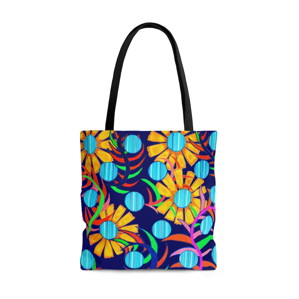 AOP The Sunflower Ink Blue Tote Bag