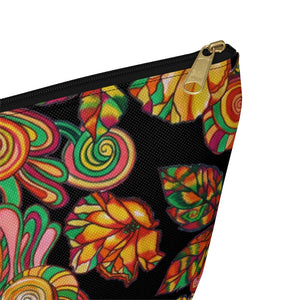 Black Artsy Floral Accessory Pouch