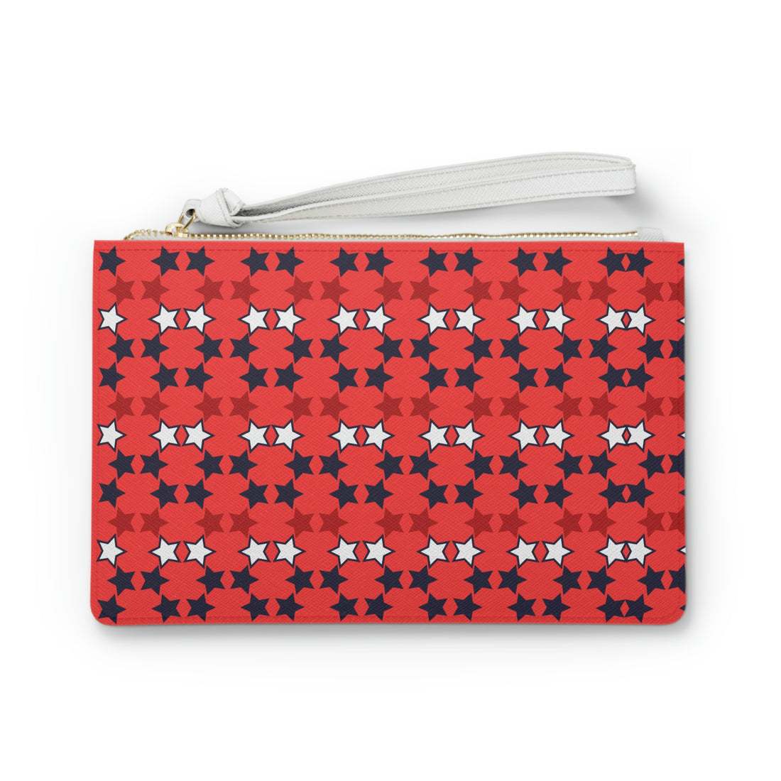 vermillion star print clutch bag