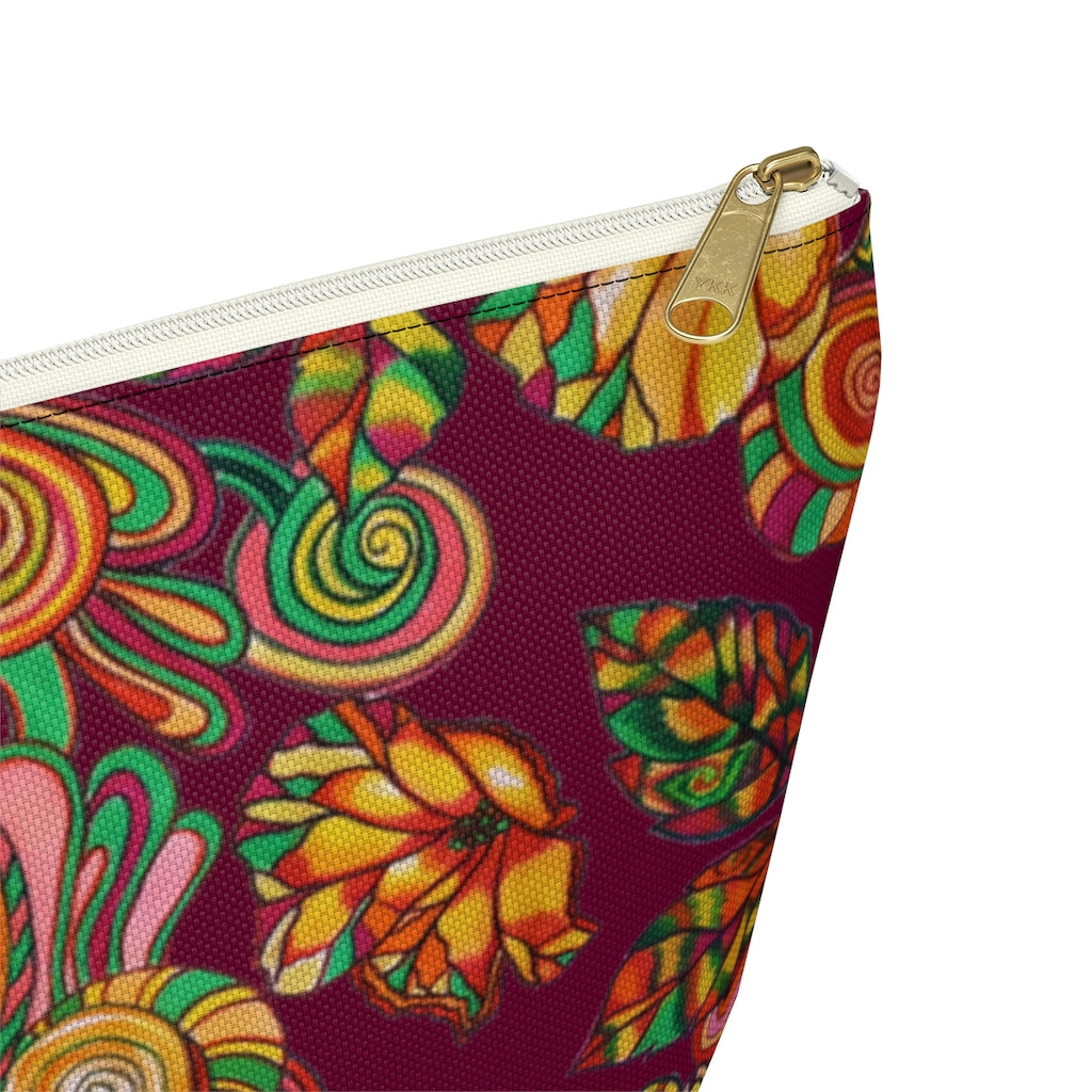 Marsala Artsy Floral Accessory Pouch