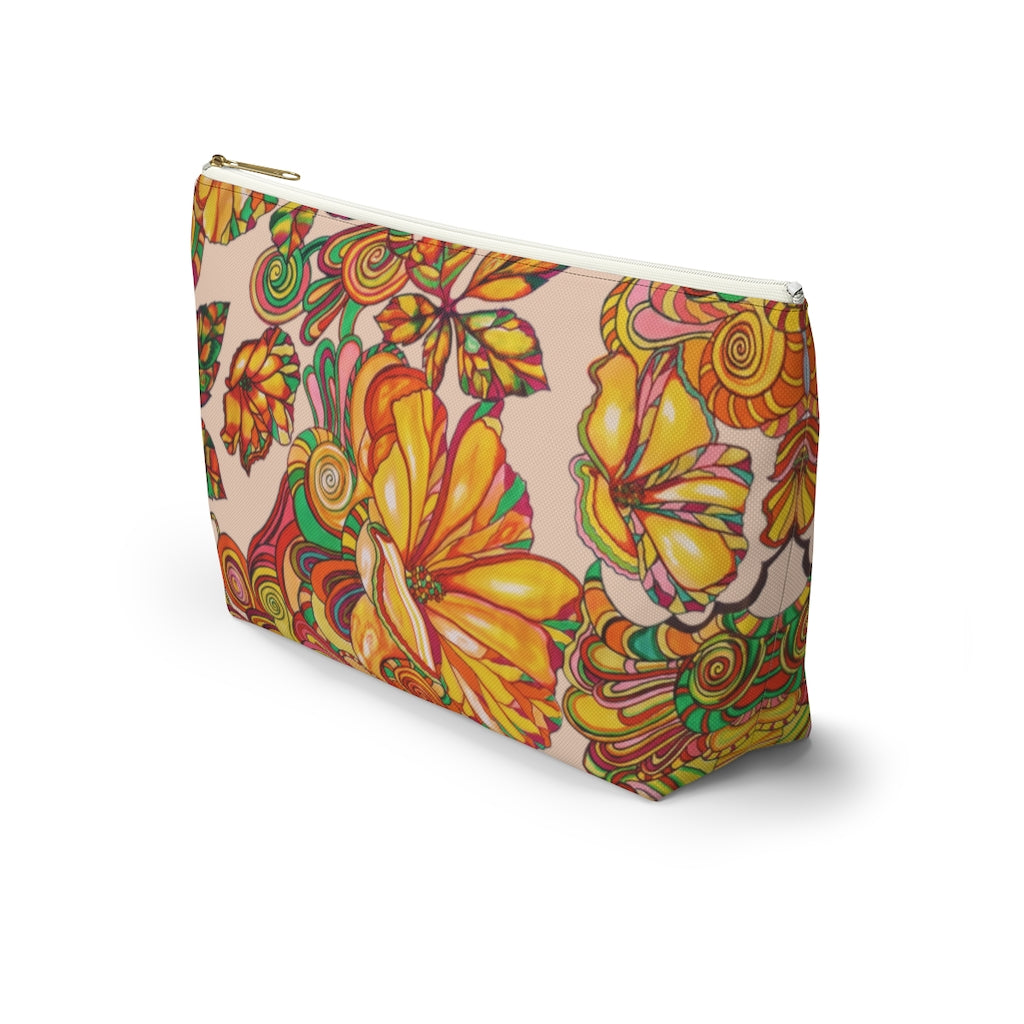 Nude Artsy Floral Accessory Pouch