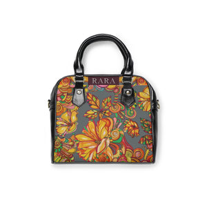 ash grey floral print handbag