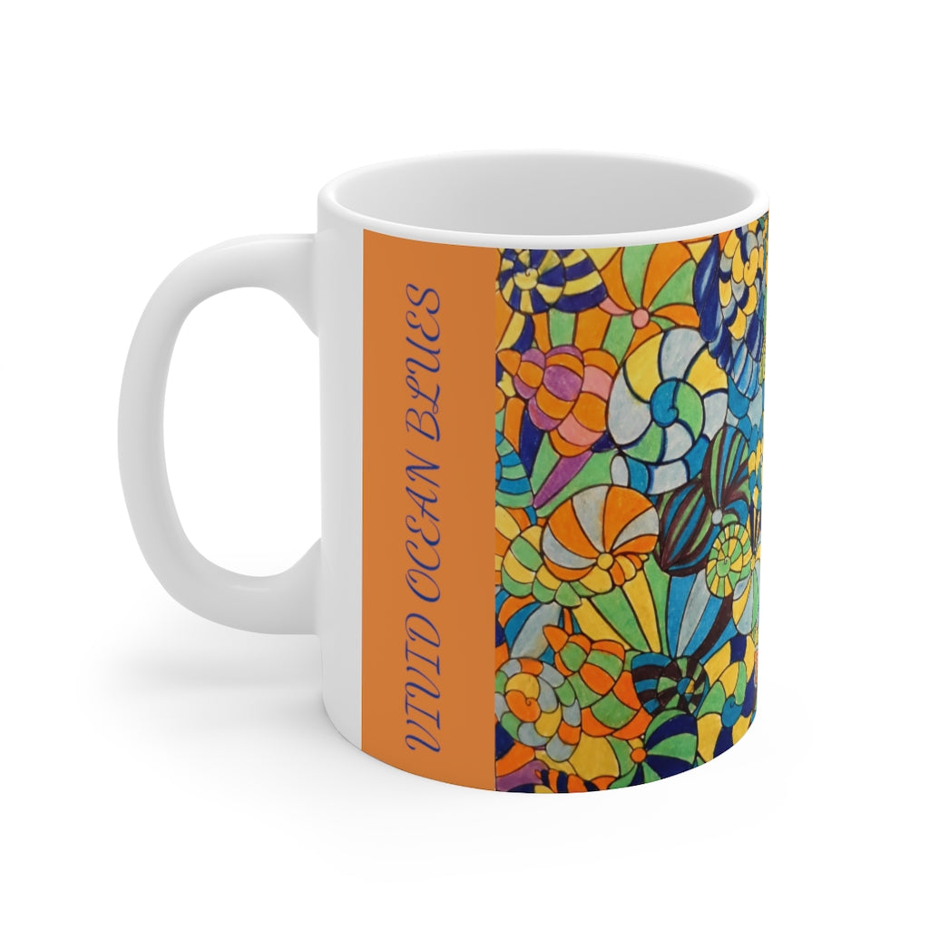 Vivid Ocean Blues Yellow Ceramic Mug 11oz