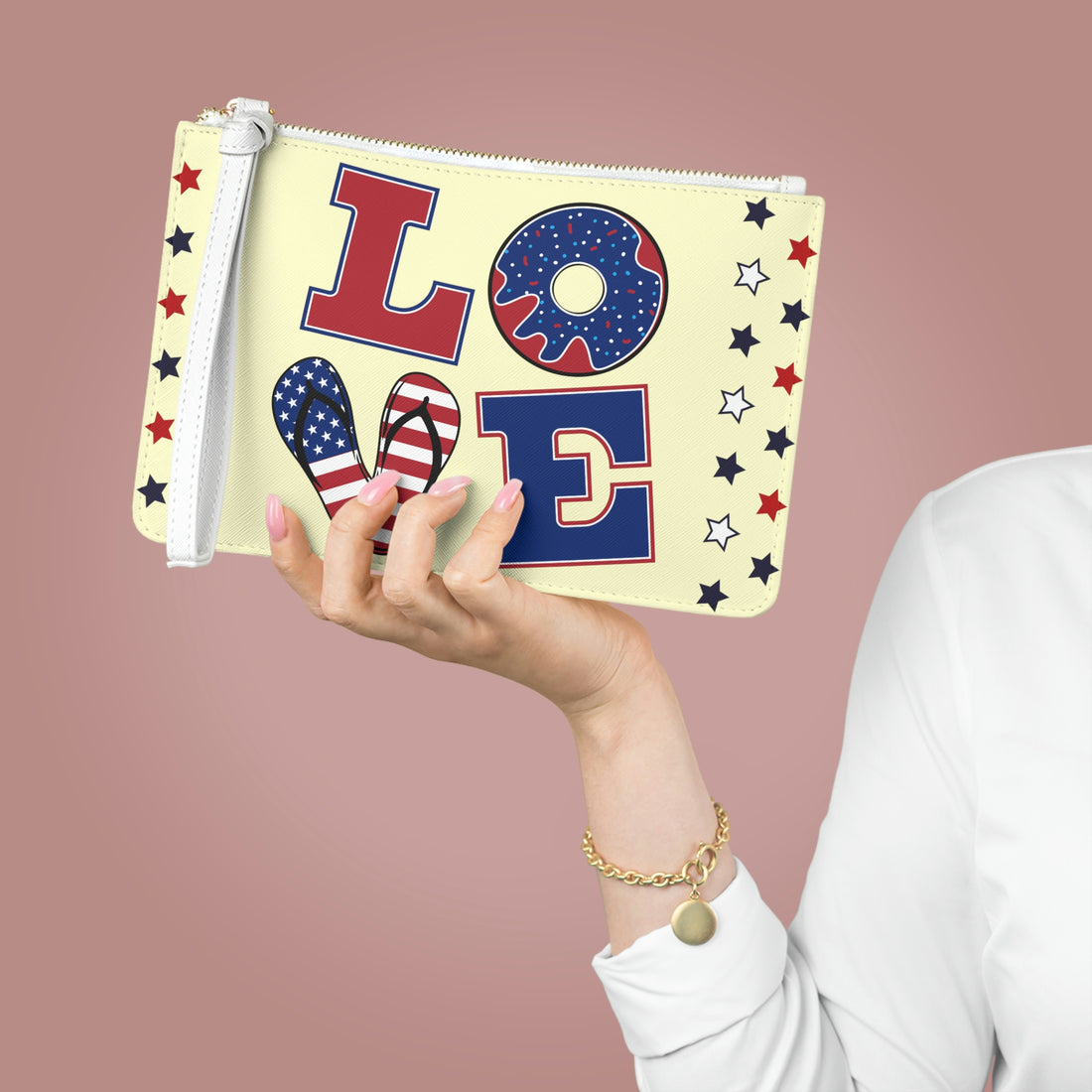 Cream American Love Clutch Bag