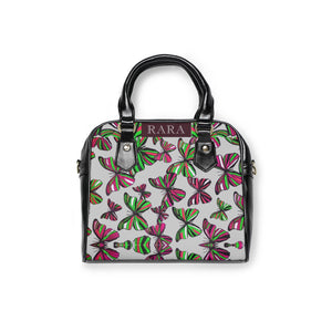 slate grey butterfly print handbag
