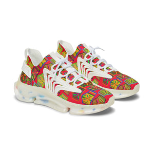 Red Deco Print OTT Women's Mesh Knit Sneakers