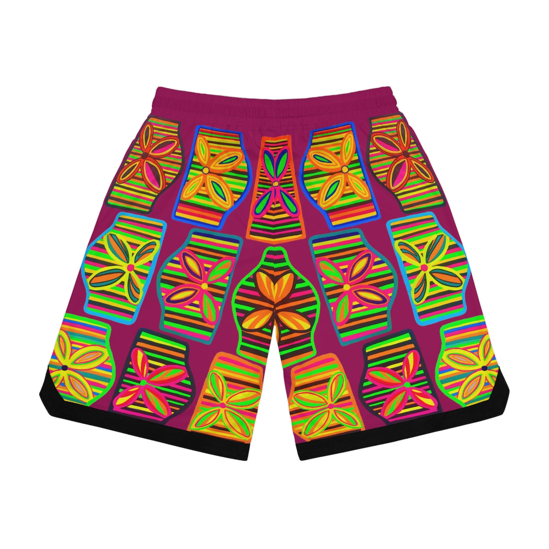 Orchid Deco Print Basketball Rib Shorts (AOP)