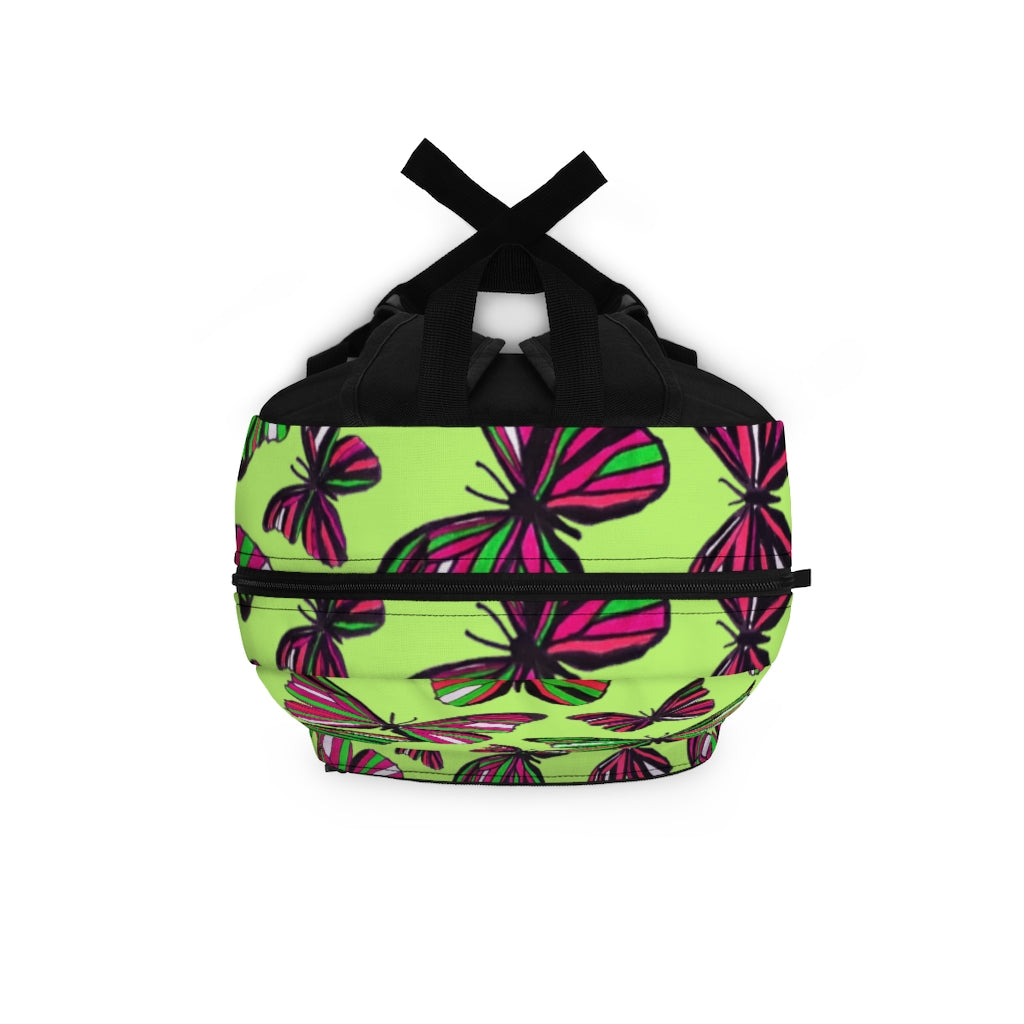 Butterflies Lime Green Backpack