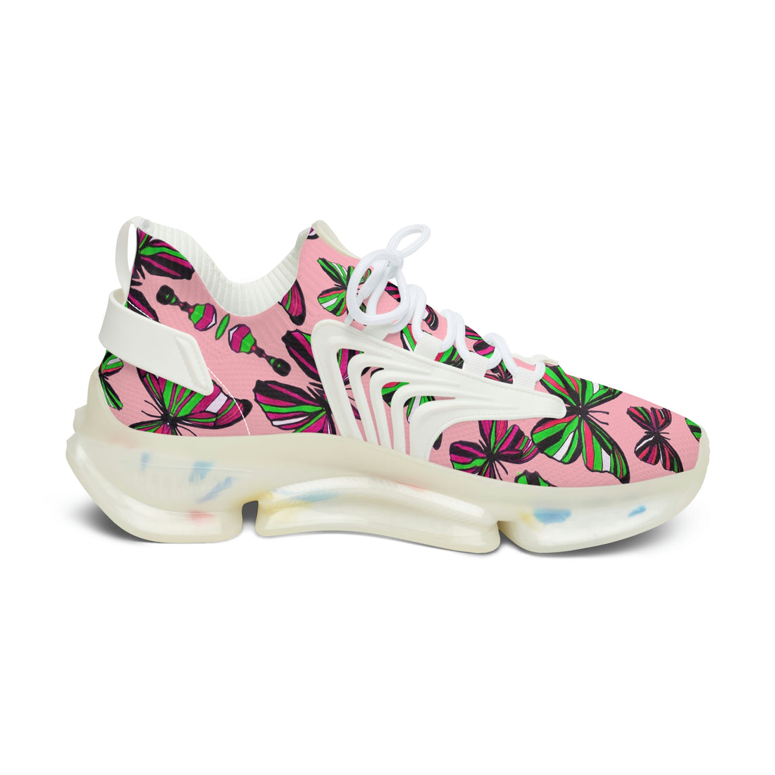 Blush Butterfly Printed OTT Women's Mesh Knit Sneakers