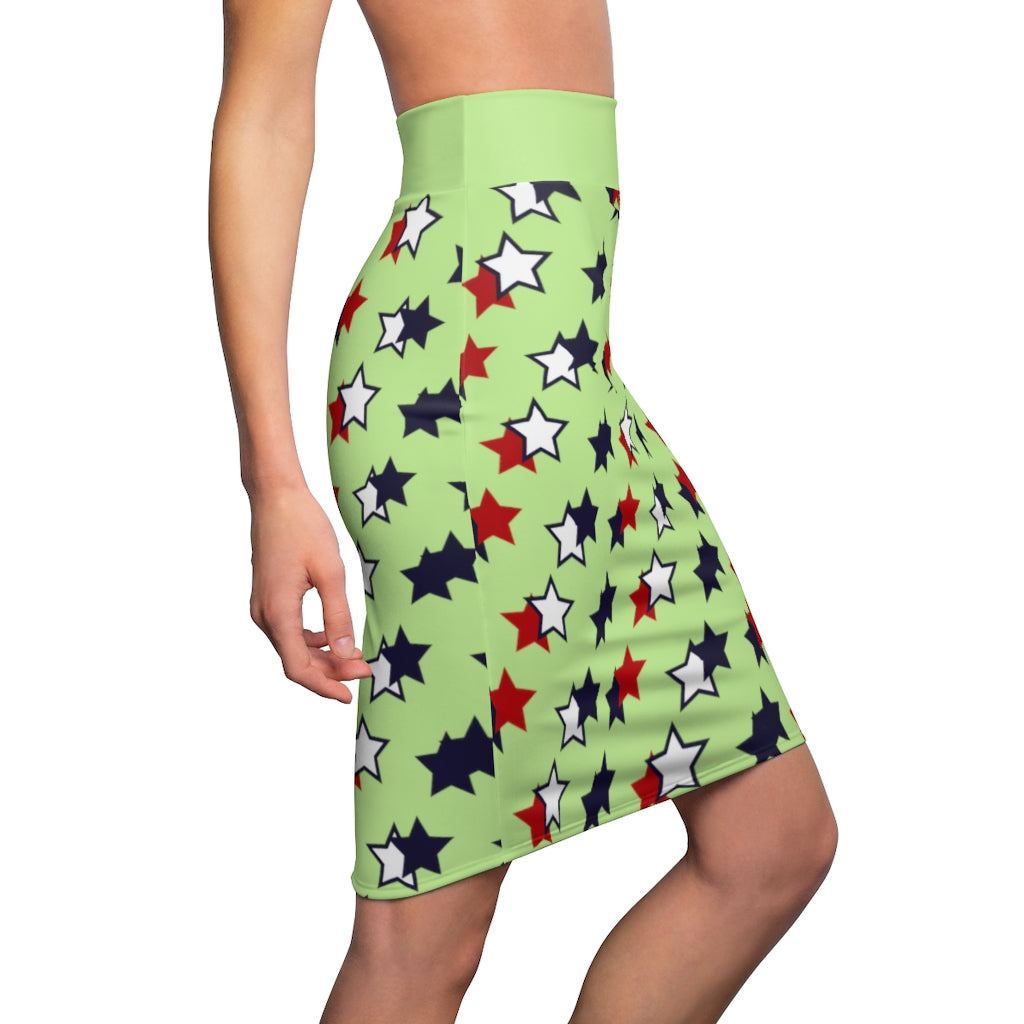 AOP Starry Mint Pencil Skirt