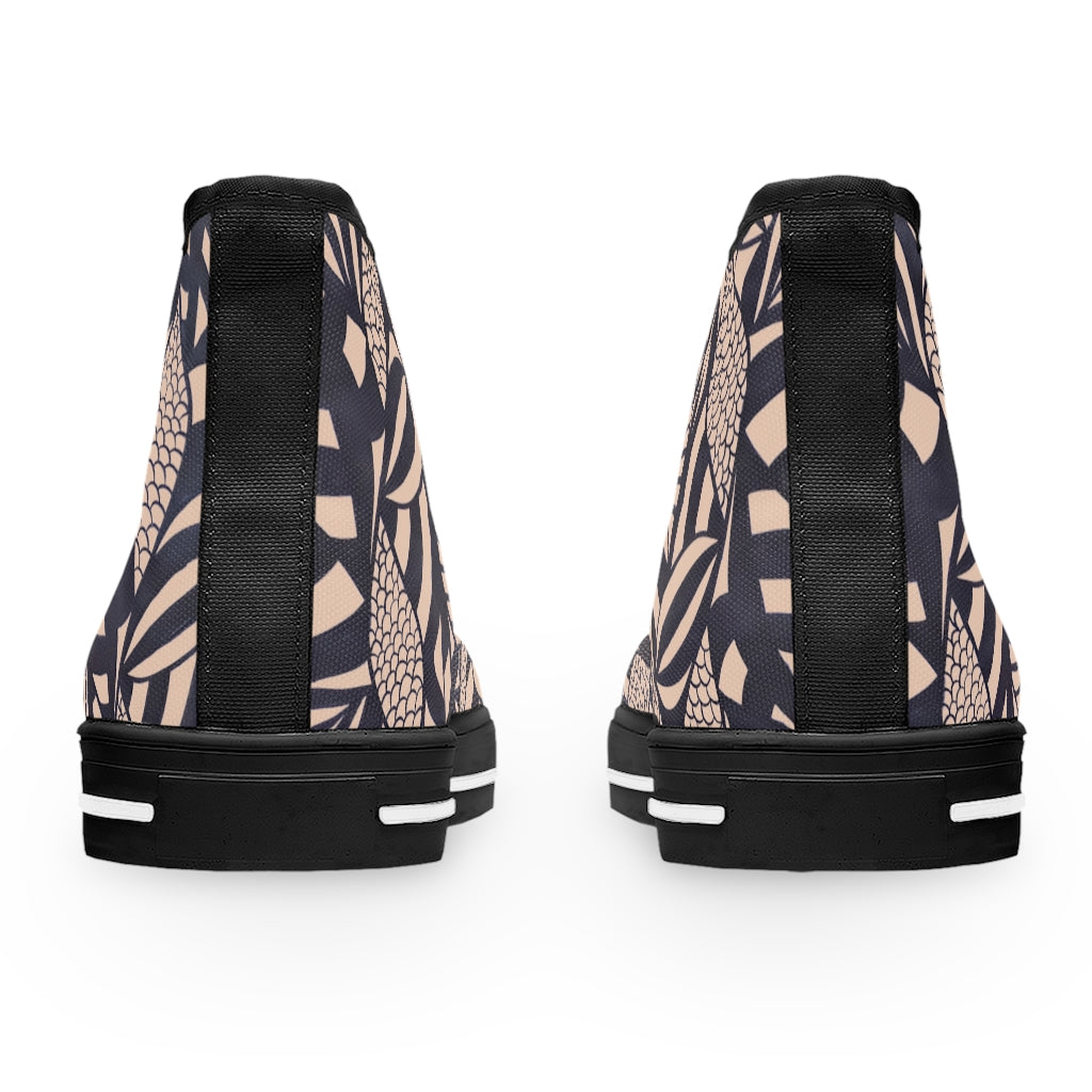 nude tropical print hightop women's sneakers