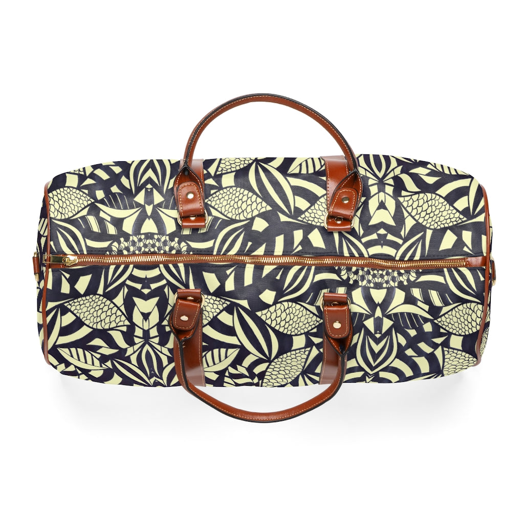 Cream Tropical Minimalist Waterproof AOP Travel Bag