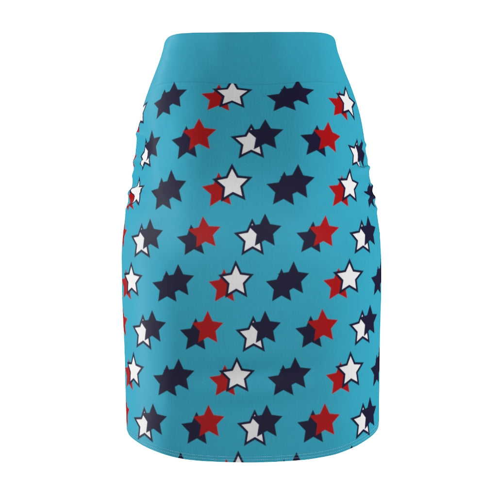 AOP Starry Aqua Pencil Skirt