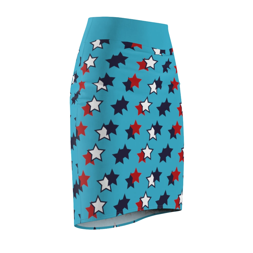 AOP Starry Aqua Pencil Skirt