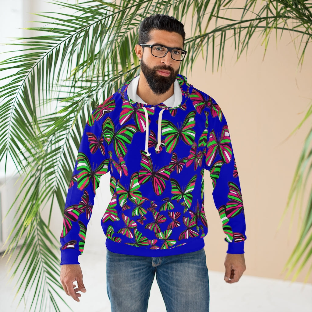 Butterflies Pullover Electric Blue Hoodie