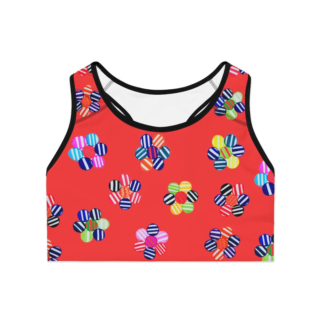 Vermillion Candy Florals (AOP) Sports Bra