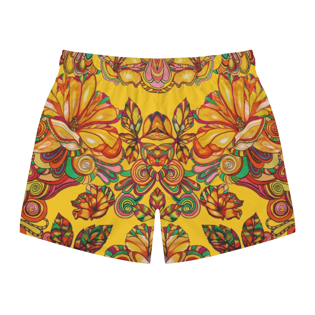 Floral Men's Yellow Swimming Trunks