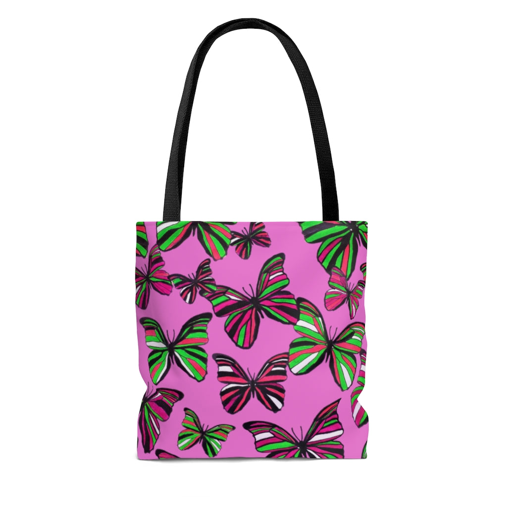 AOP Butterflies Rose Tote Bag