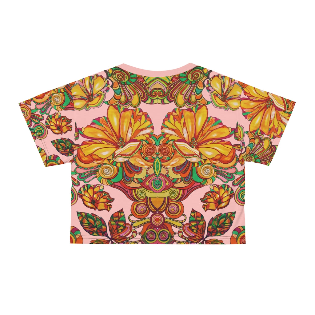 Blush Artsy Floral AOP Crop Tee