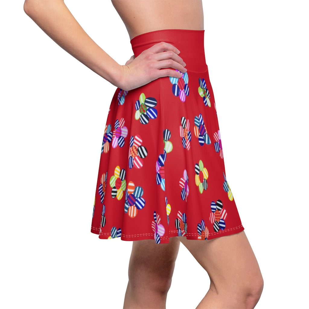 Rouge Red Candy Florals Skater Skirt