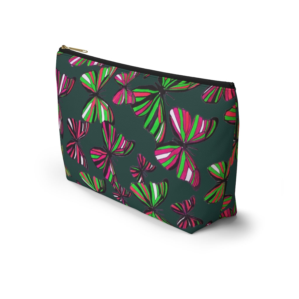 Butterflies Dark Green Accessory Pouch