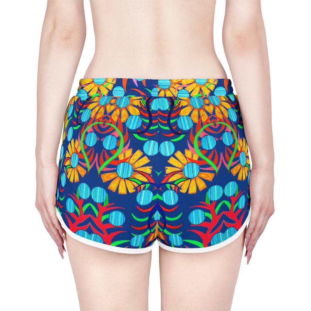 Blue Sunflower Relaxed Shorts