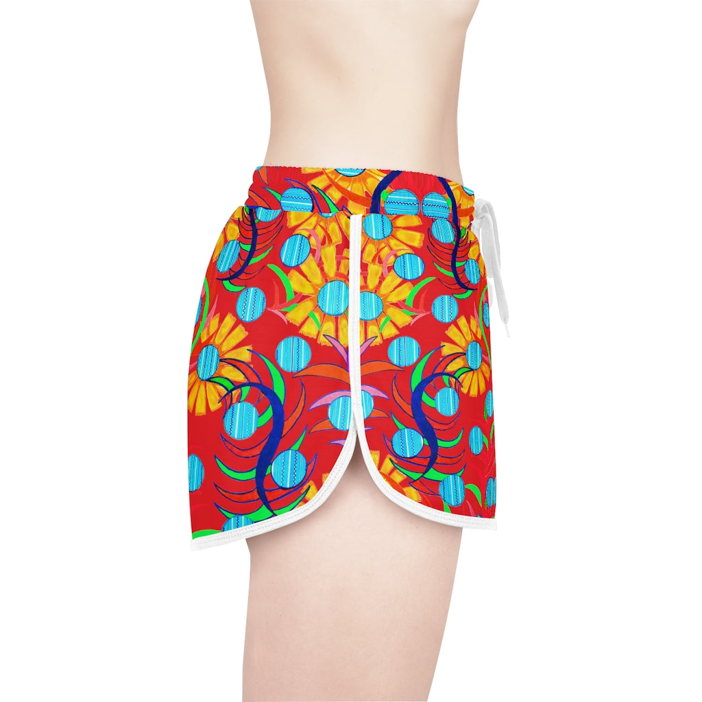 Red Sunflower Relaxed Shorts