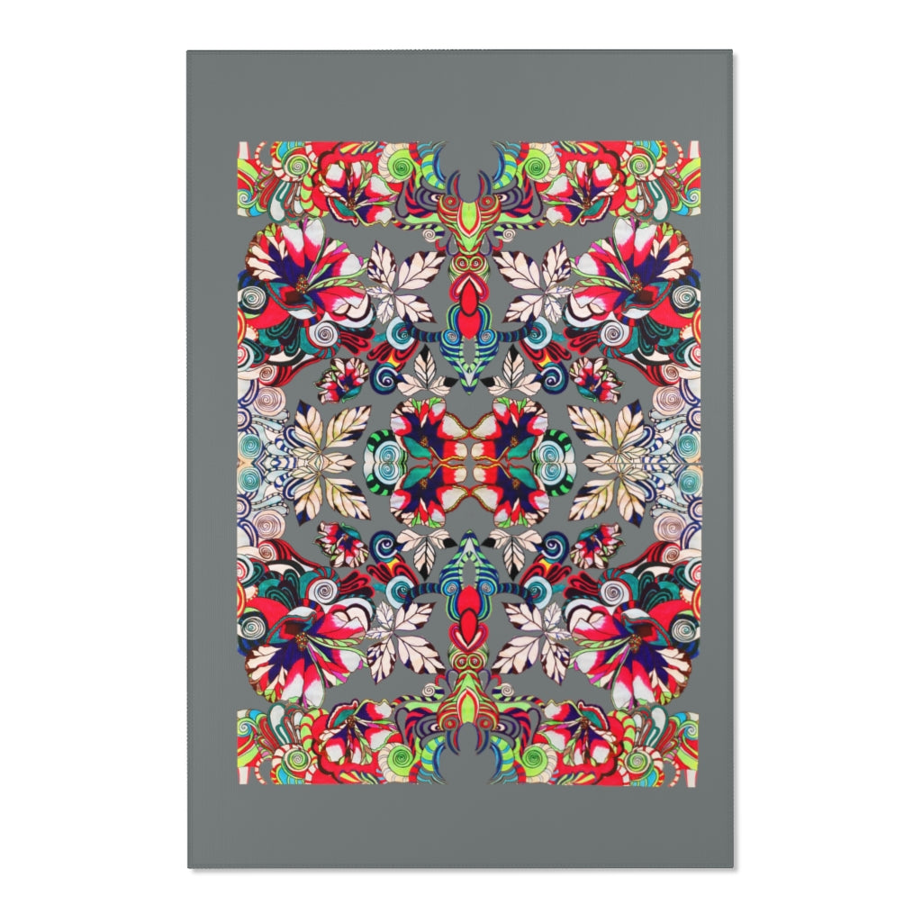 Artsy Floral Pop Grey Area Rug