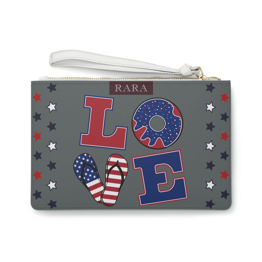 Ash Grey American Love Clutch Bag