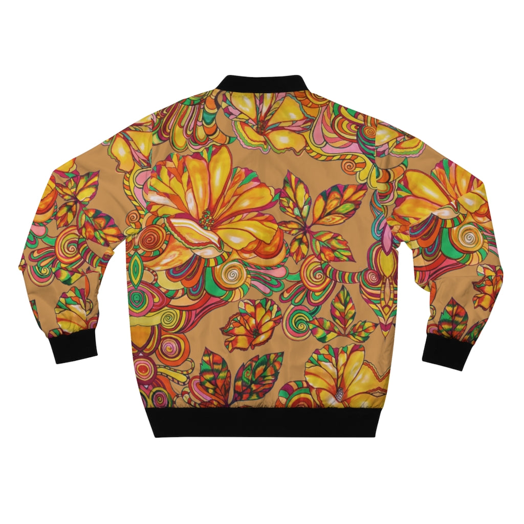 tussock men's wear bomber jacket in artsy floral print