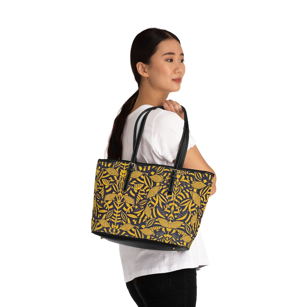 Yellow Tropical Minimalist PU Leather Shoulder Bag