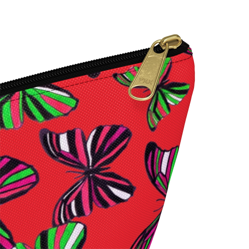 Butterflies Red Accessory Pouch