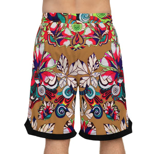 tussock graphic floral basketball shorts