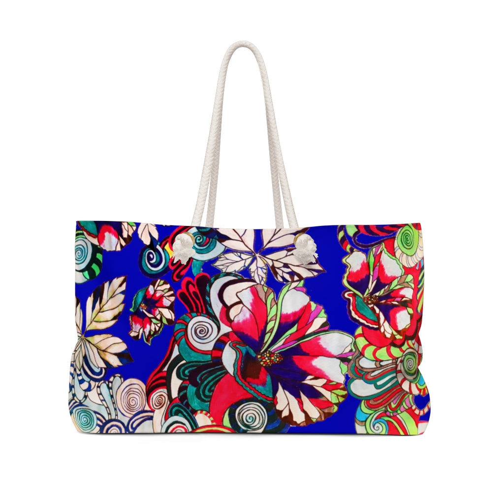 Artsy Floral Pop Royal Blue Weekender Bag