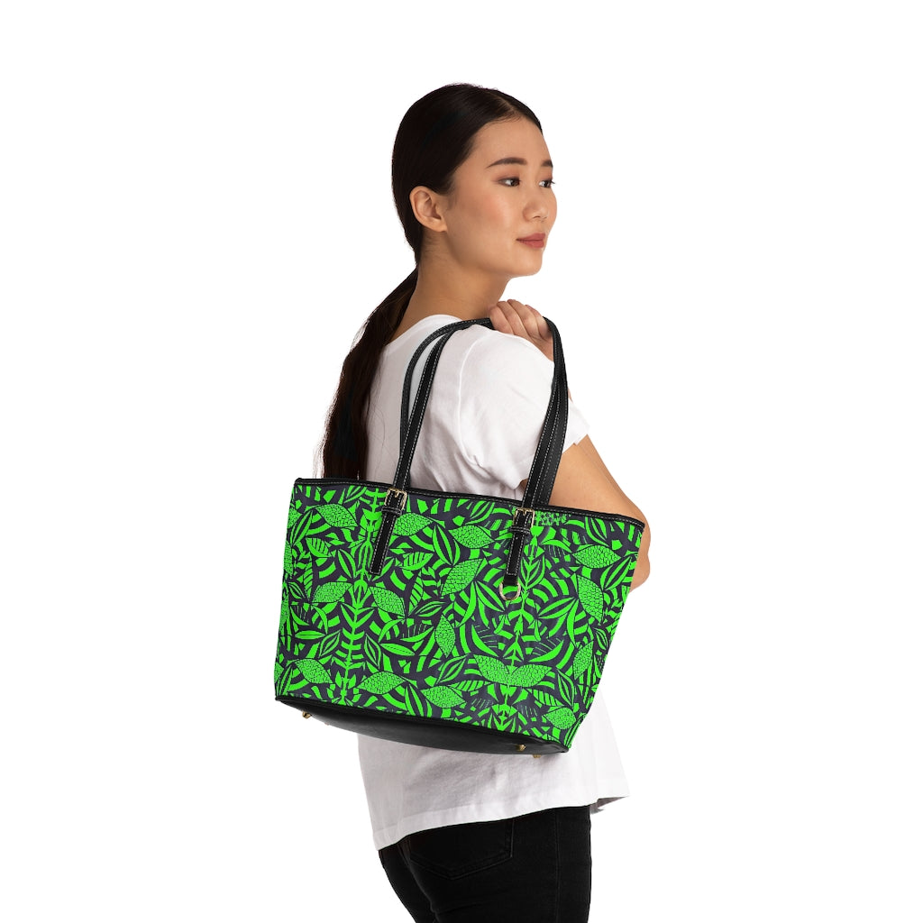 Neon Green Tropical Minimalist PU Leather Shoulder Bag