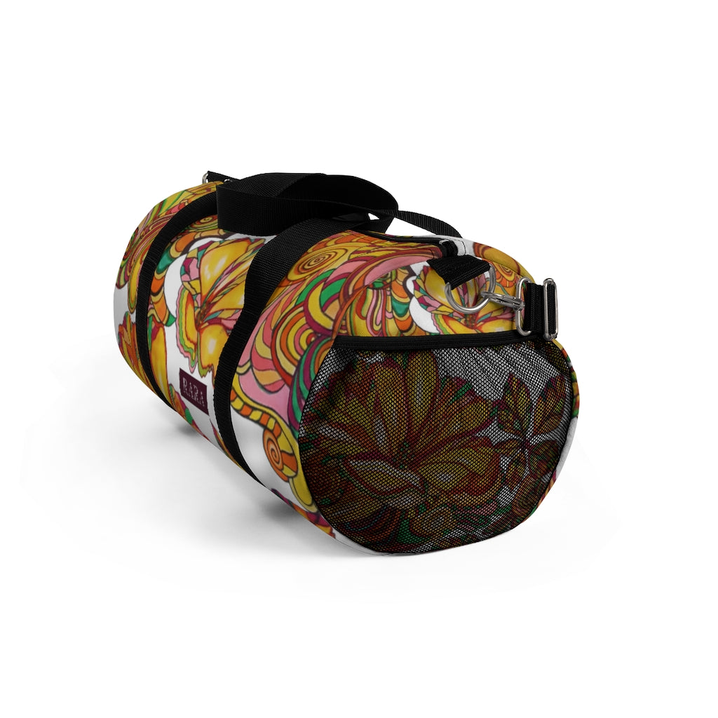 Artsy Floral White Duffel Bag