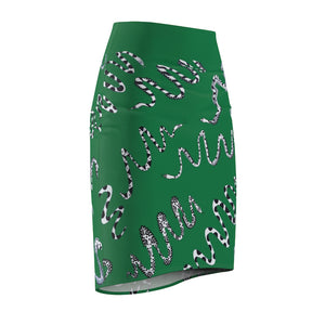 green snake print pencil skirt 