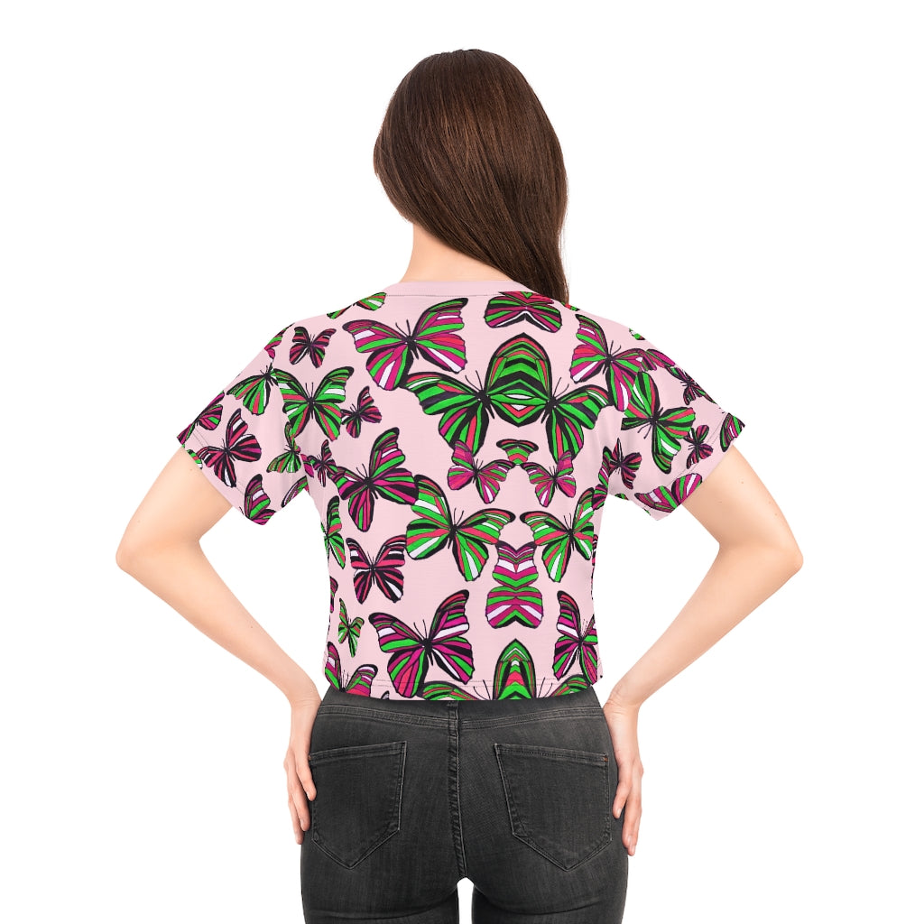 pik butterfly print crop t-shirt