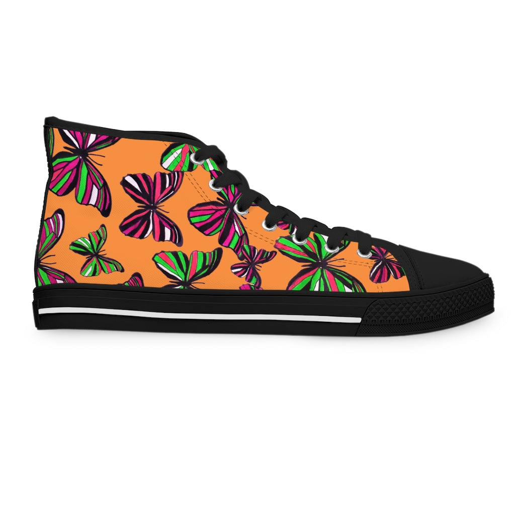 Peach Butterflies Women's High Top Sneakers