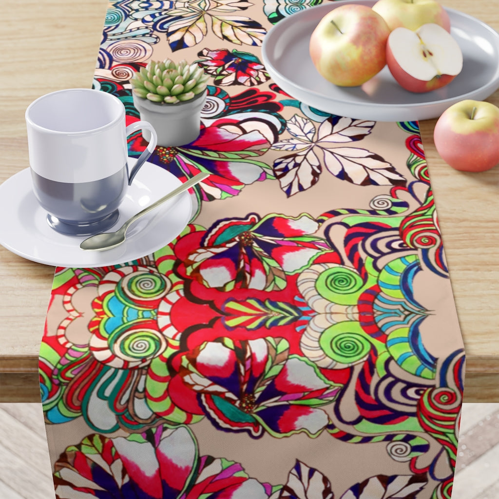 Artsy Floral Pop Nude Table Runner