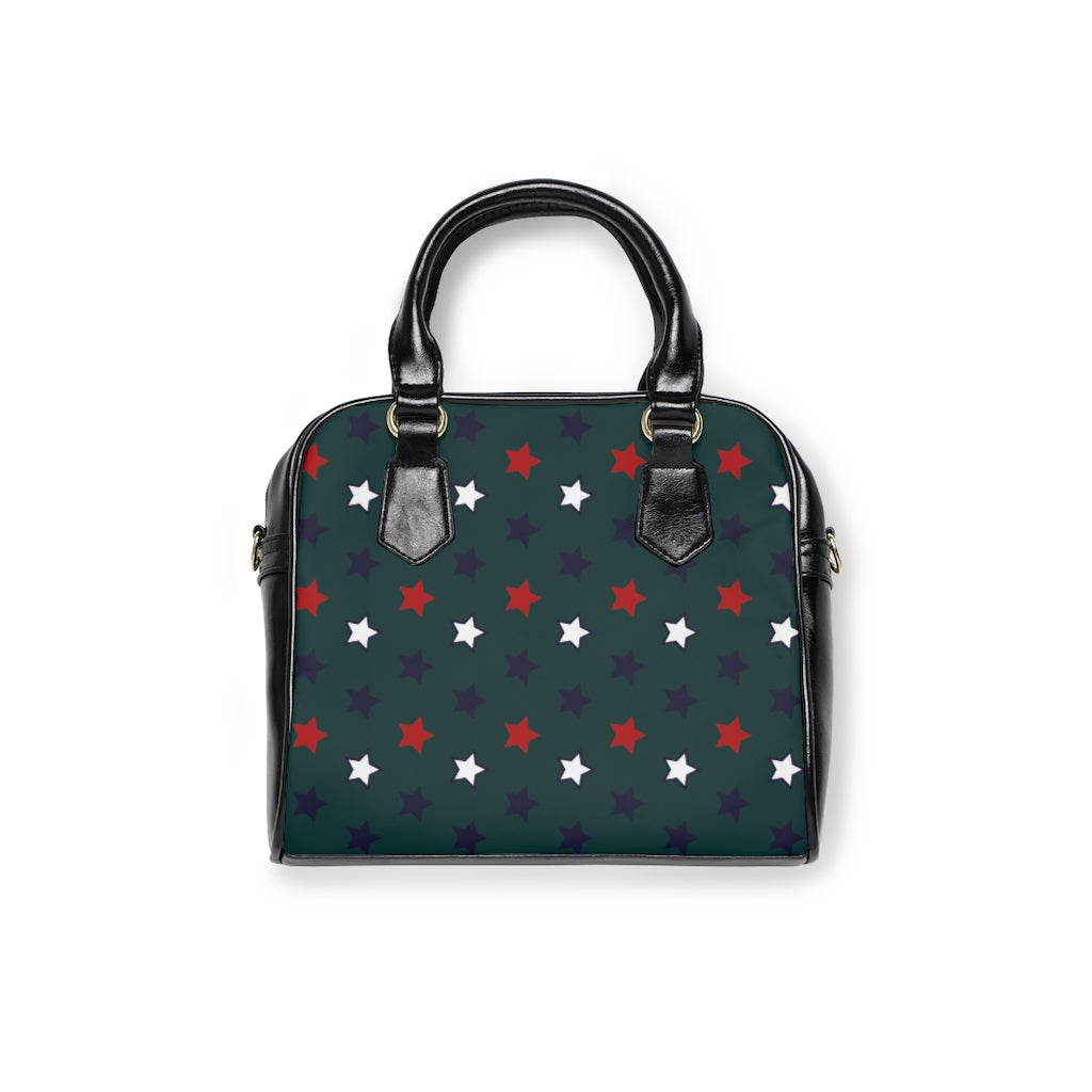 Bottle Green Star Print AOP Handbag