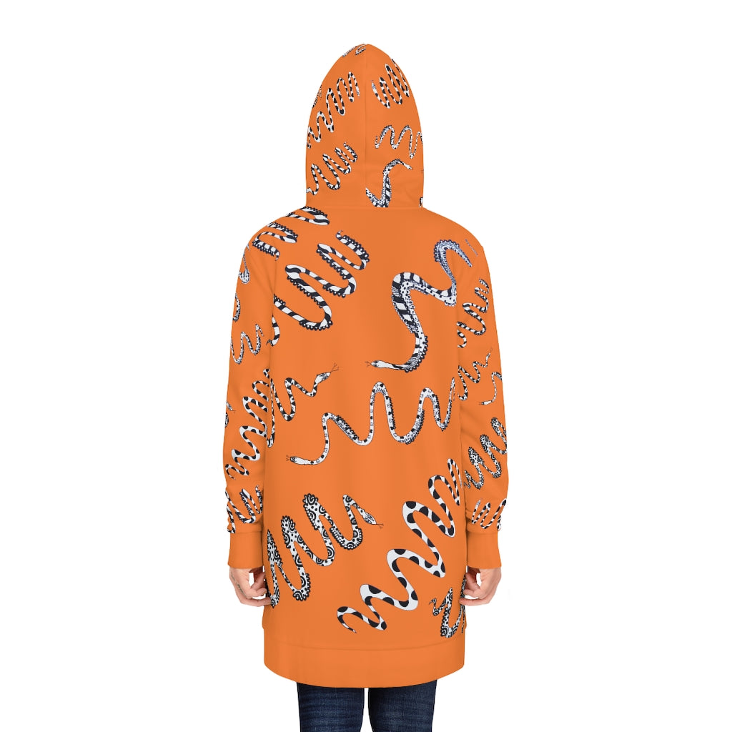 Peach Snake Print Hoodie Dress