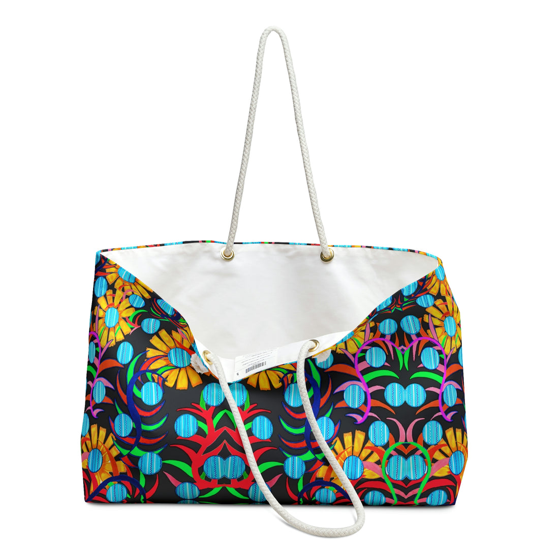 Black Sunflower Weekender Open Beach Tote Bag