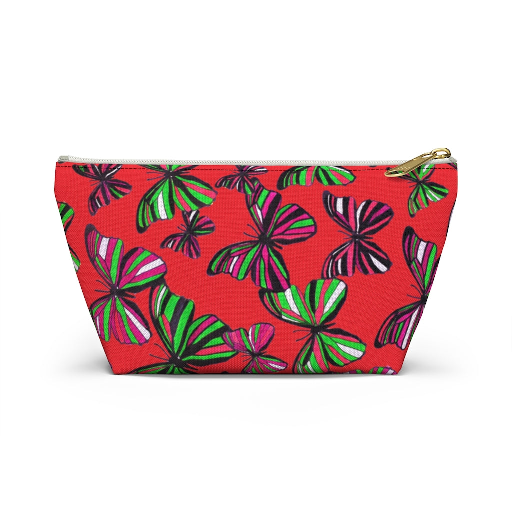 Butterflies Red Accessory Pouch